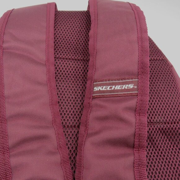 Skechers Burgundy 17" Backpack Mesh Pockets Padded Straps Durable Design - Picture 6 of 10